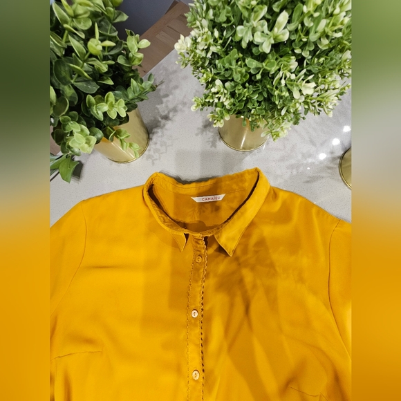 CAMAÏEU Impeccable blouse fluide de qualité de couleur jaune moutarde - Picture 4 of 7